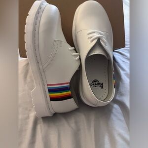 Dr. Doc Martens Pride Leather Oxford Shoes White Rainbow